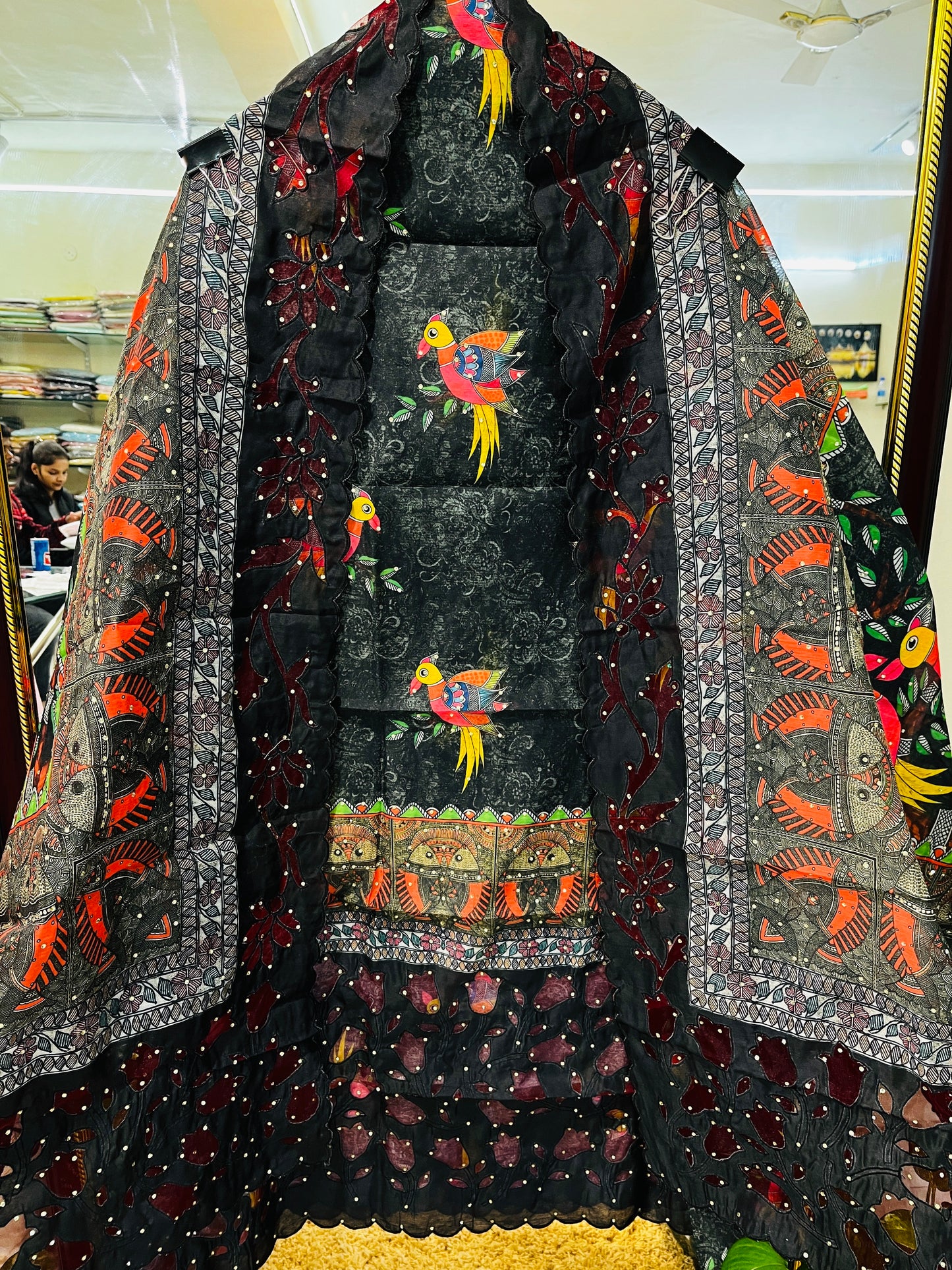 Atharva Pure Handloom CHANDERI Silk Digital Printed Cutwork SUIT CH17518(A)