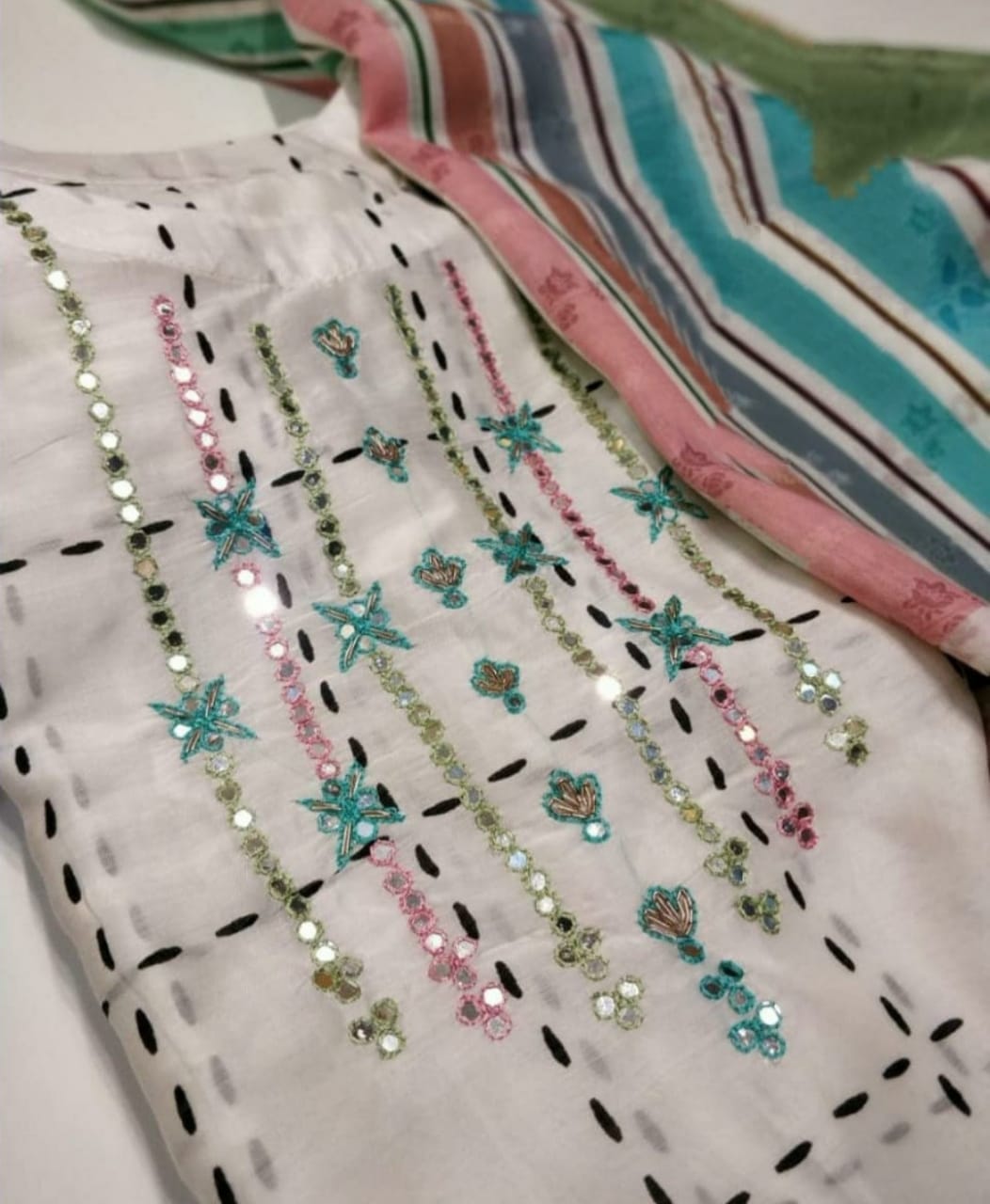 Pure Printed Muslin Suit M001