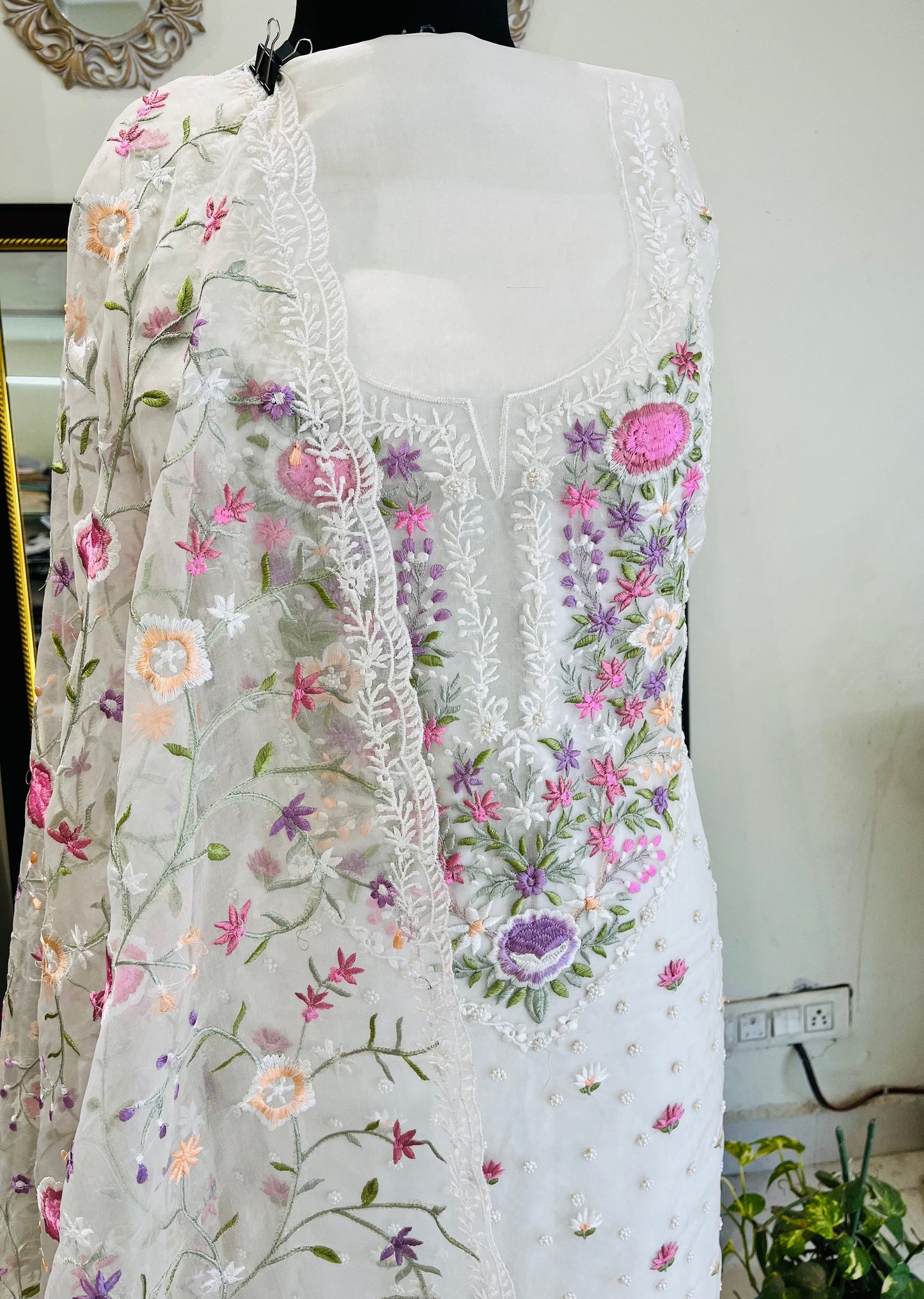 Atharva Heritage Sheer Luxury /Pure Silk Organza PARSI GARA SUIT SHEER002D