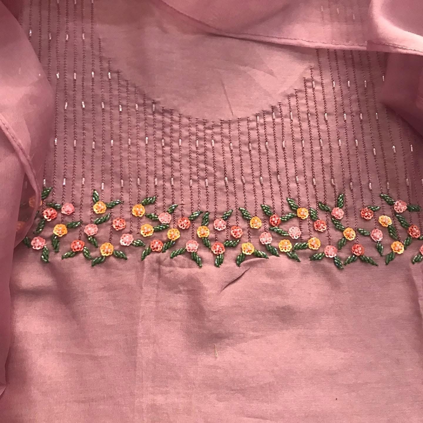 Atharva Heritage Dusty pink elegance in pure Chanderi silk, silk organza & crepe β hand-embroidered to perfection CHK006