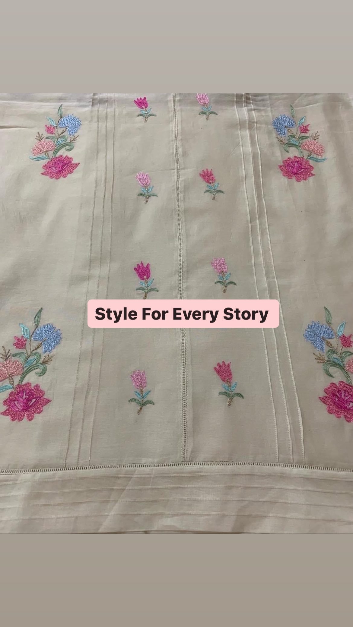 PURE CHANDERI SILK KASHMIRI AARI SUIT CH5439 Ivory