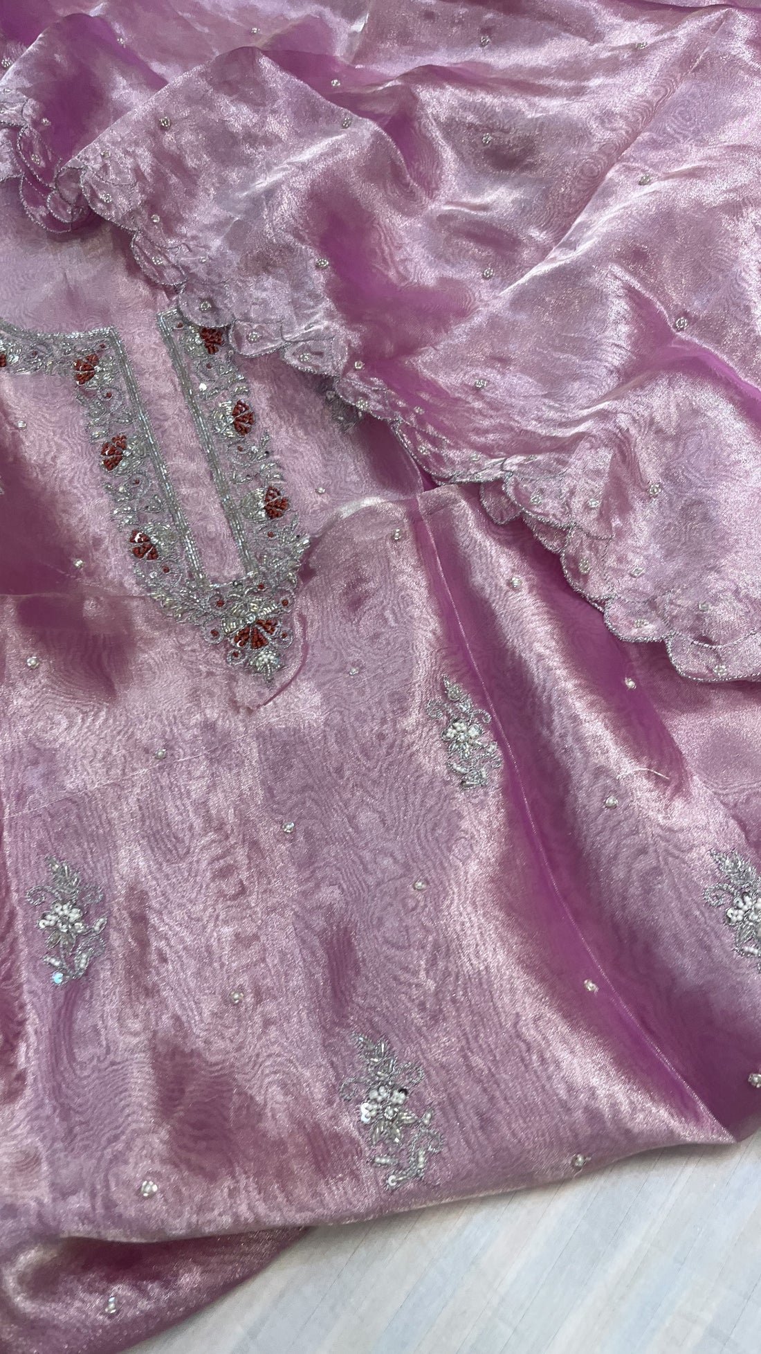 ATHARVA HERITAGE Pure Handloom Tissue Silk Suit with Beautiful Hand Zardozi Embroidery ~✨🌼 TVO0025