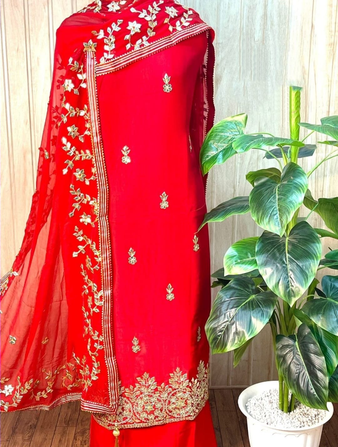 Atharva Heritage Radiant Red Georgette Suit Set – Festive & Wedding Edition