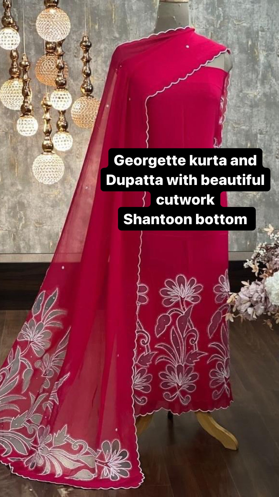 ATHARVA Hand Embroidery Salwar Kameez/Georgeete Cut-Work/Georgette Applique Shirt & Dupatta/Santoon Bottom/Custom Stitch Unstitch/Plazo/Pant/ CUT80492