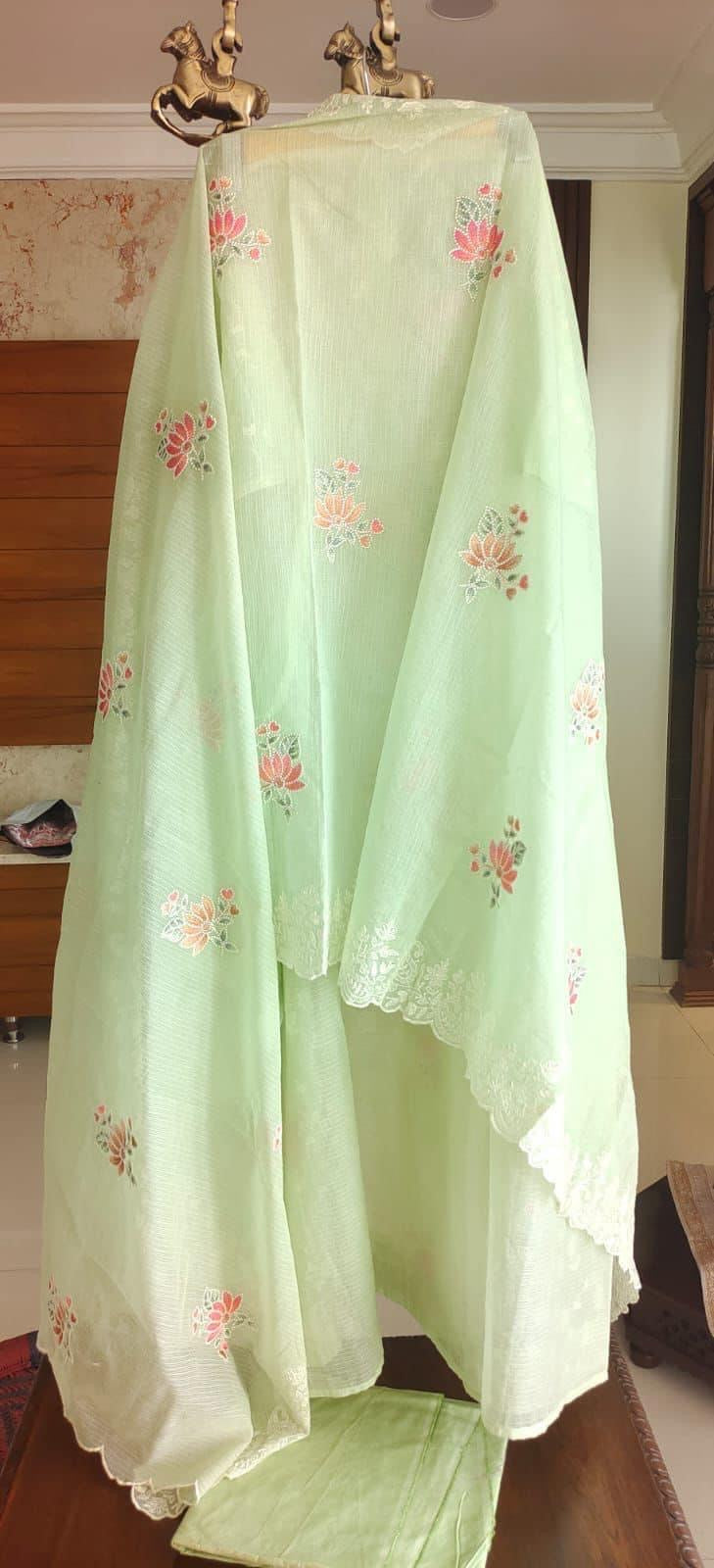 Atharva Embroidered Cotton Kota  Salwar Kameez/Embroidery Kota Dupatta /Kota Embroidery Shirt /Cotton  Bottom- KK0086 Green