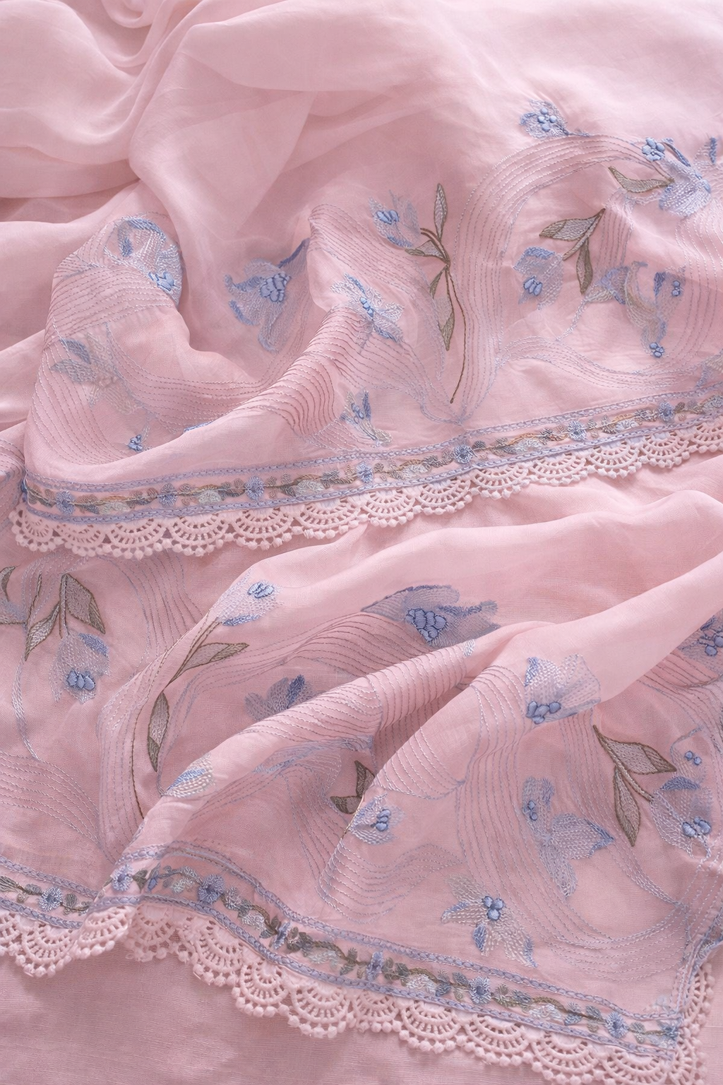 Atharva Atharva Heritage Water Thread Embroidered Pure Mul Chanderi Hand woven  edits MC70011 Pink