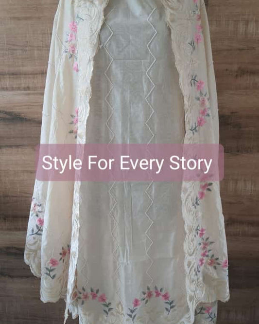 Atharva Heritage PURE CHANDER SILK  PARSI GARA SUIT WITH PEARL HIGHLIGHT CHP001