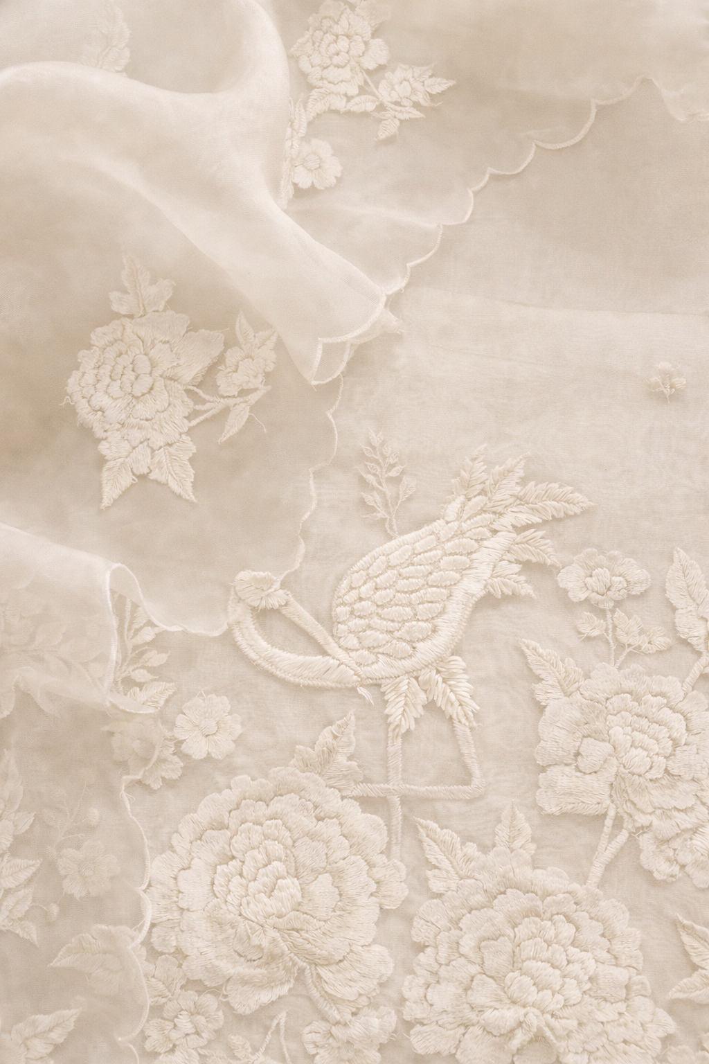 Atharva Heritage Sheer Luxury Pure Silk Organza Parsi Embroidered Monochrome Trousseau Collection unstitched Suit AH1318MB76