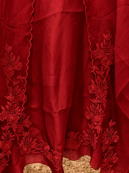 Atharva Heritage Pure Organza Silk Pakistani Suit with Pearl Parsi Embroidery Front Back n Sleeves  AH181331176