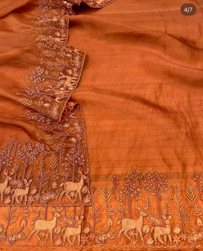 Atharva Heritage SHEER LUXURY Pure Silk Organza French Thread Embroidery SUIT SHEER00715
