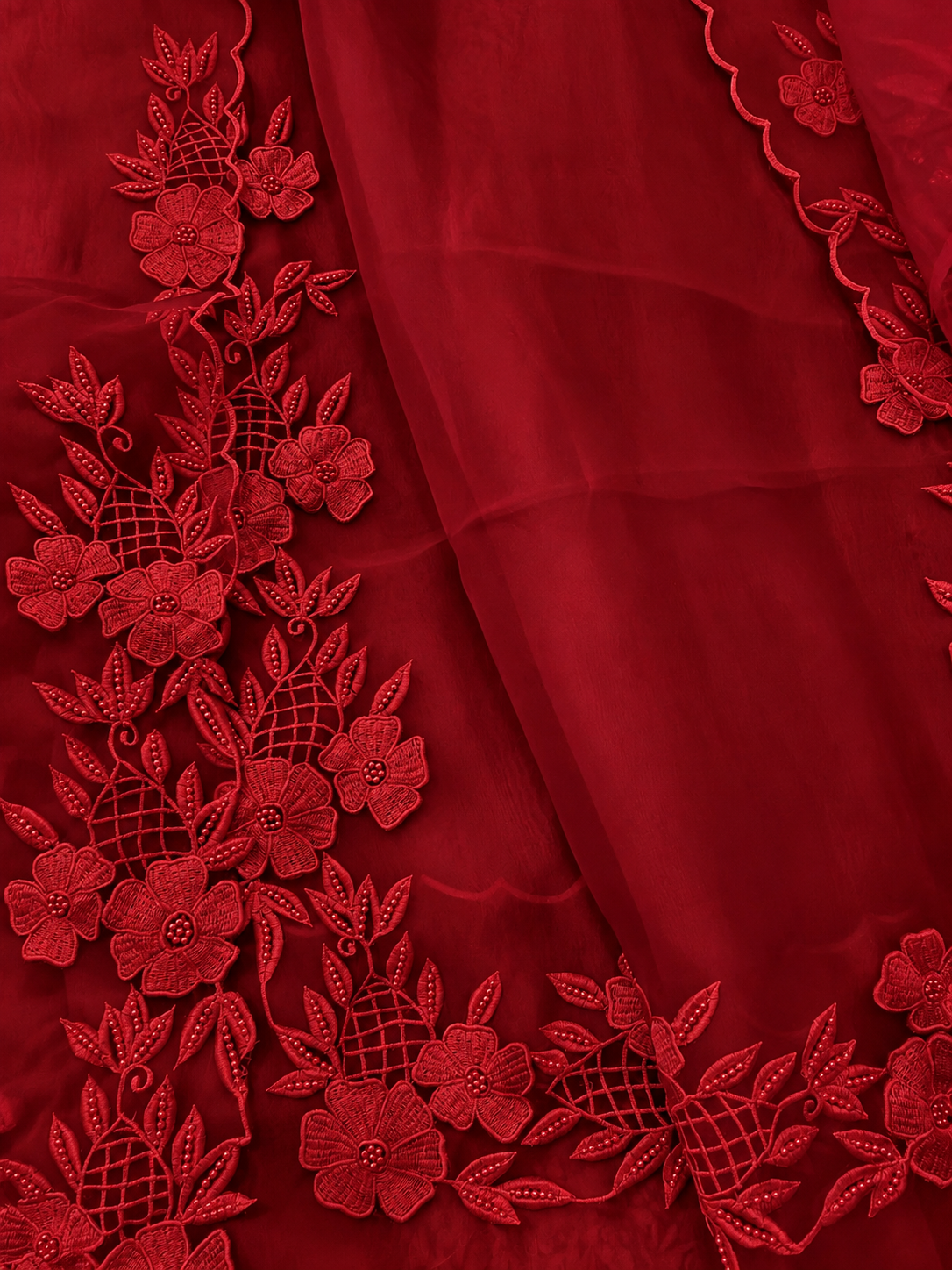 Atharva Heritage Pure Organza Silk Pakistani Suit with Pearl Parsi Embroidery Front Back n Sleeves  AH181331176