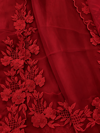 Atharva Heritage Pure Organza Silk Pakistani Suit with Pearl Parsi Embroidery Front Back n Sleeves  AH181331176
