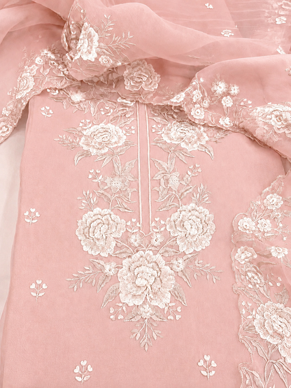 Atharva Heritage Sheer Luxury Pure Silk Organza Parsi Embroidered Trousseau Collection unstitched Suit AH1867
