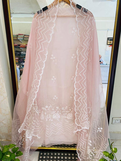 Atharva Heritage Premium French Thread Embroidered Pure Silk Organza Pakistani Suit