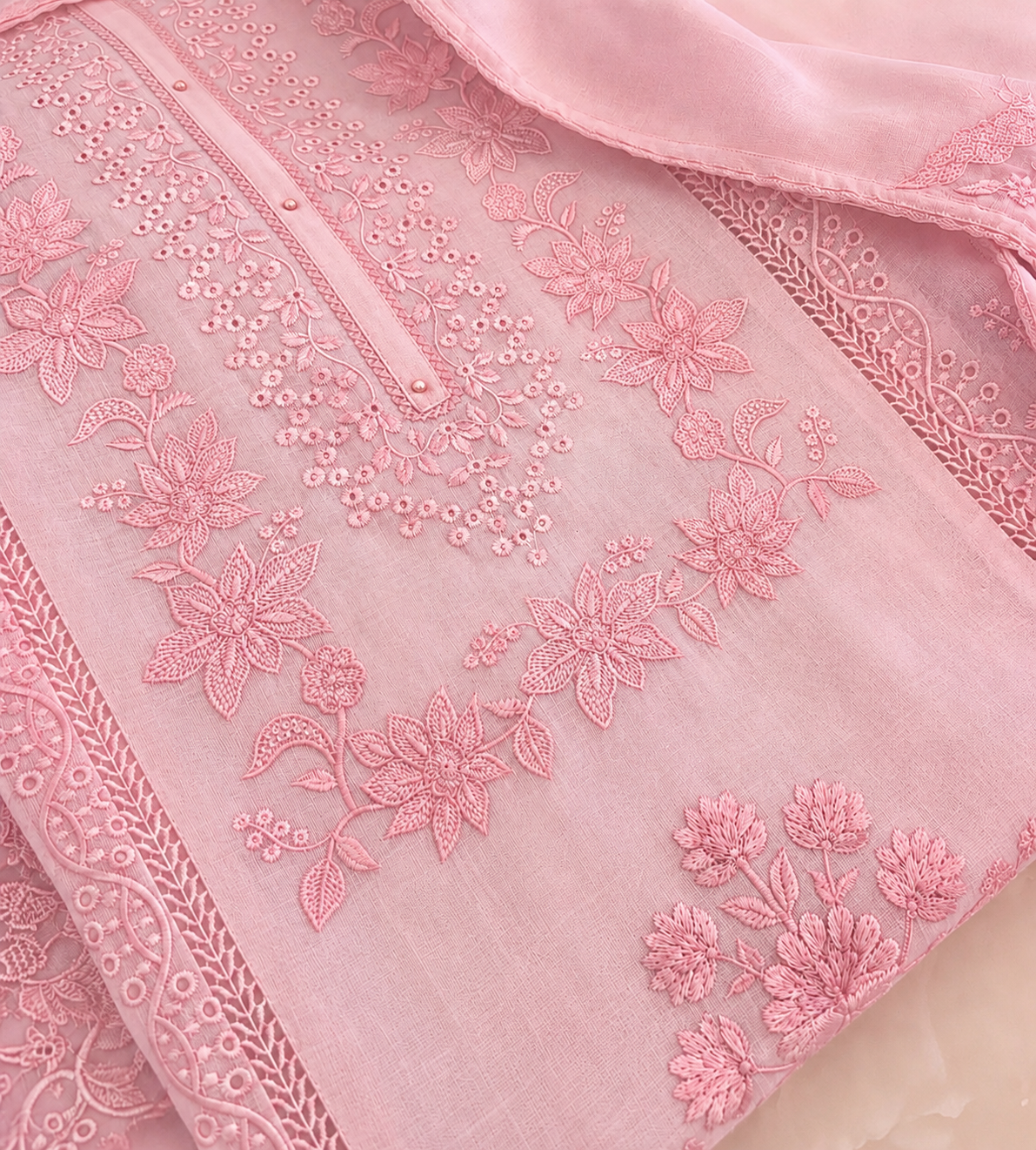 ATHARVA HERITAGE PURE MUL CHANDERI Thread Embroidery Pakistani SUIT AH1813091 Pink