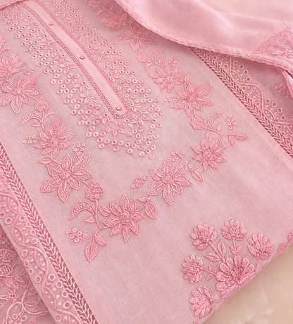 ATHARVA HERITAGE PURE MUL CHANDERI Thread Embroidery Pakistani SUIT AH1813091 Pink