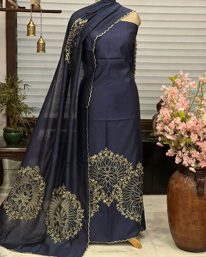 ATHARVA HERITAGE Hand CUTWORK Embroidery Salwar Kameez/Chanderi Cut-Work Shirt & Dupatta/Santoon Bottom/Custom Stitch Unstitch/Plazo/Pant/CUT80344