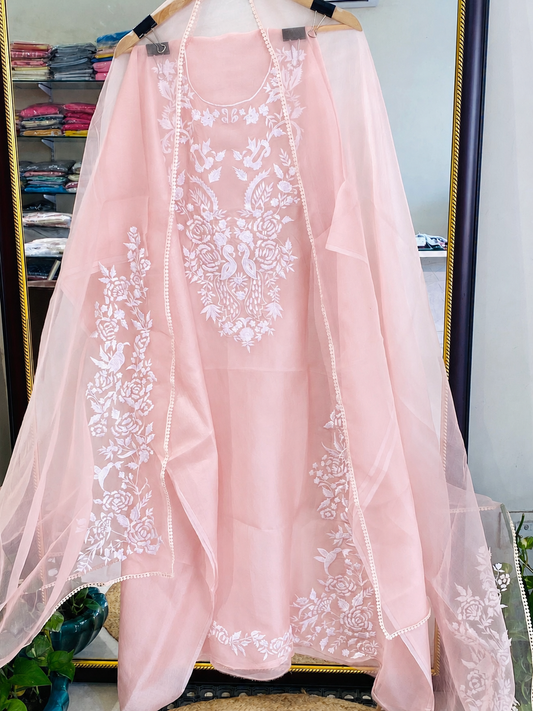 ATHARVA HERITAGE Sheer Luxury Pure Silk Organza Parsi Gara Pakistani unstitched Suit PSOPG167