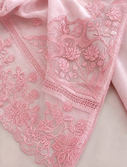 ATHARVA HERITAGE PURE MUL CHANDERI Thread Embroidery Pakistani SUIT AH1813091 Pink