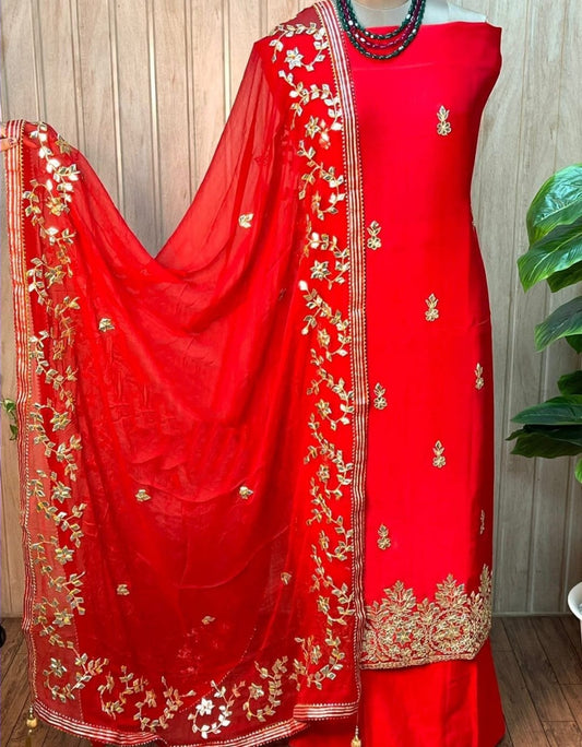 Atharva Heritage Radiant Red Georgette Suit Set – Festive & Wedding Edition