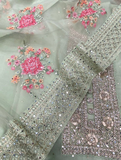 ATHARVA HERITAGE Sheer Luxury PURE SILK ORGANZA HAND EMBROIDERED KURTA WITH CROSS STITCH EMBROIDERED DUPATTA Collection SLR009