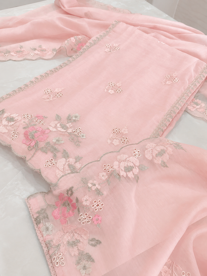ATHARVA HERITAGE PURE MUL CHANDERI Cross stitch Embroidery Pakistani SUIT AH1813091 Pink