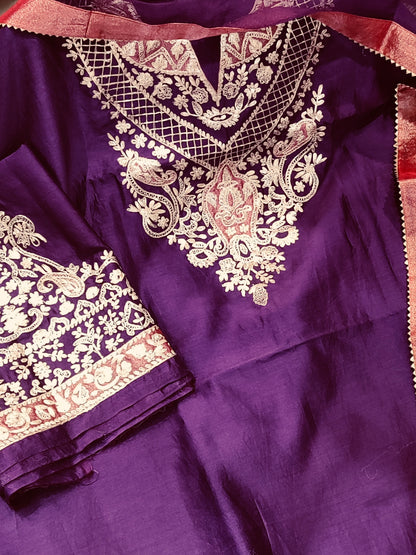 Atharva Heritage Pure Chanderi silk   80 Grams Pita Embroidered PRP0011