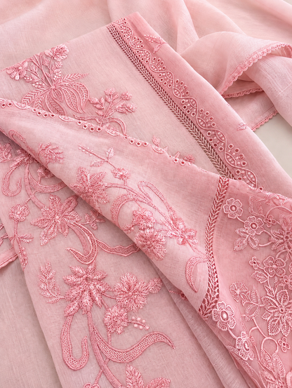 ATHARVA HERITAGE PURE MUL CHANDERI Thread Embroidery Pakistani SUIT AH1813091 Pink