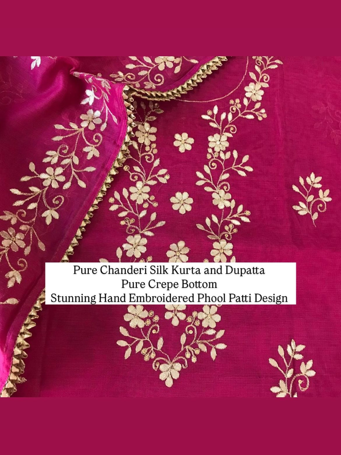 ATHARVA HERITAGE SHEER LUXURY Pure Chanderi Silk 70 Grams  SUIT Gota Pati CHPH001
