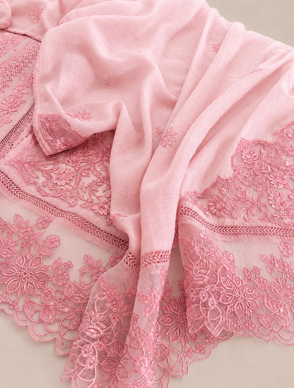 ATHARVA HERITAGE PURE MUL CHANDERI Thread Embroidery Pakistani SUIT AH1813091 Pink