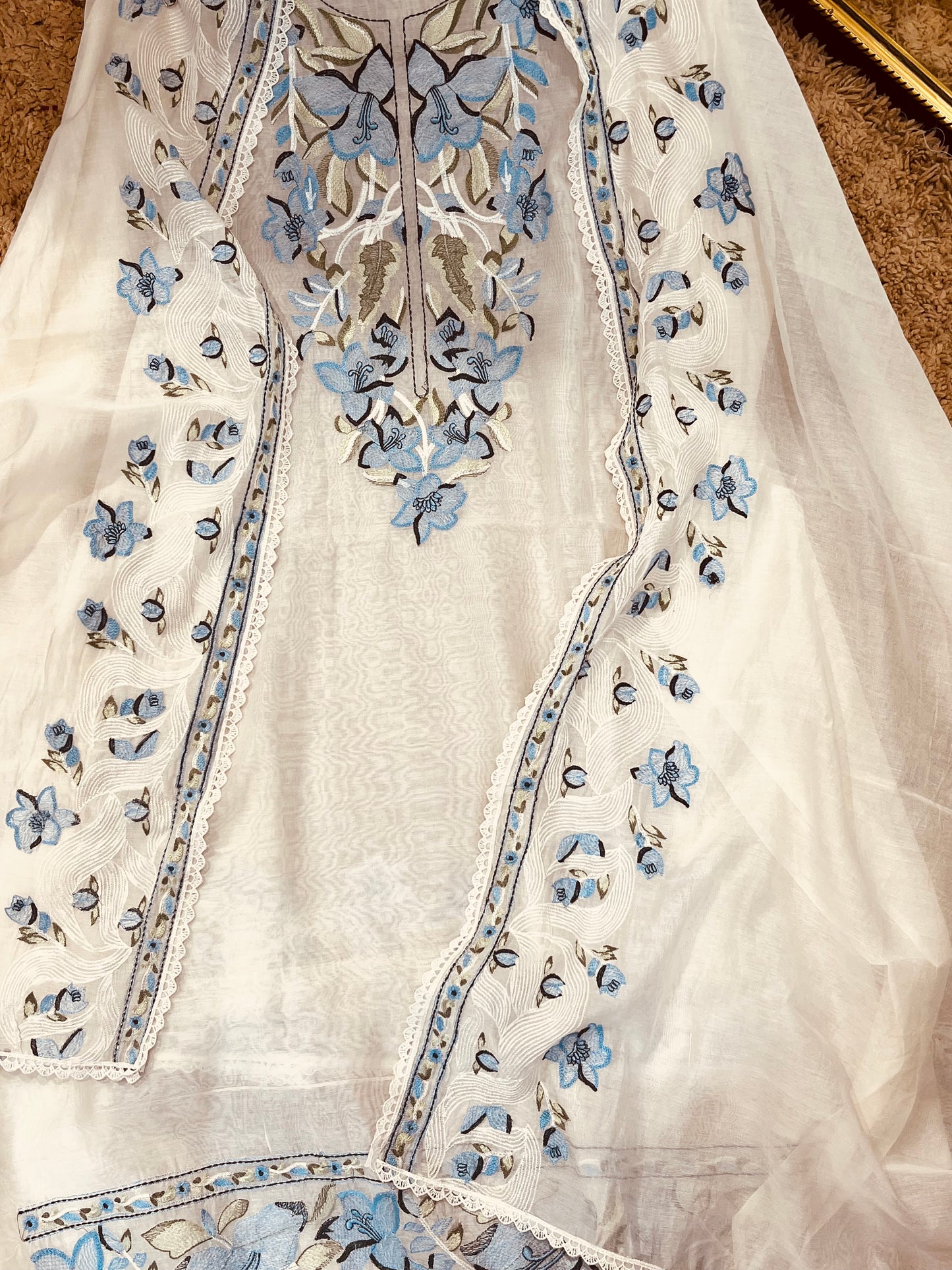 Atharva Atharva Heritage Water Thread Embroidered Pure Mul Chanderi MC70011W