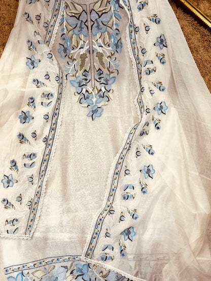 Atharva Atharva Heritage Water Thread Embroidered Pure Mul Chanderi MC70011W