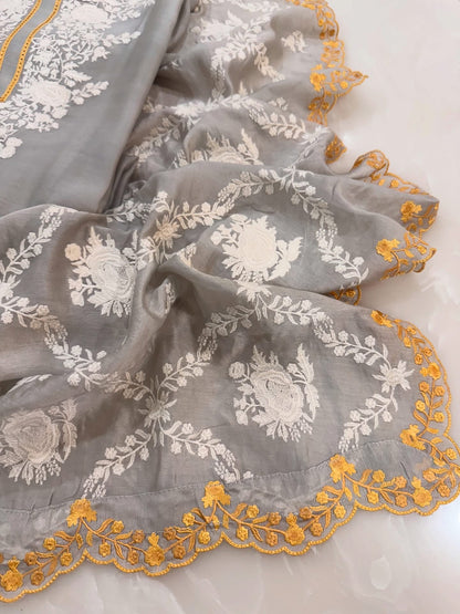 Atharva Heritage Unstitched Pure Mul Chanderi Kurta with Pure MUL Chanderi dupatta AH18133127
