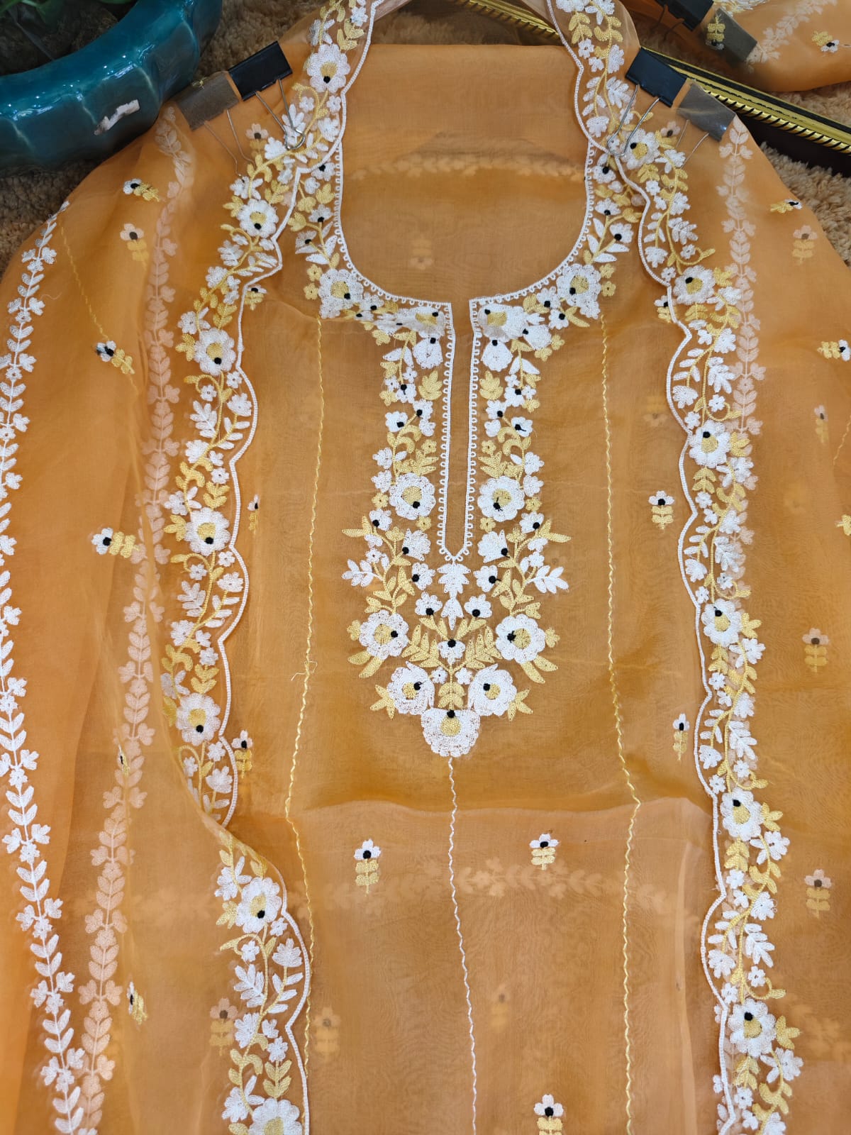 ATHARVA HERITAGE SHEER LUXURY PURE SILK ORGANZA KASHMIRI AARI EMBROIDERY SUIT SHEER0021O