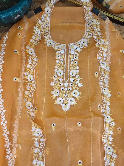 ATHARVA HERITAGE SHEER LUXURY PURE SILK ORGANZA KASHMIRI AARI EMBROIDERY SUIT SHEER0021O