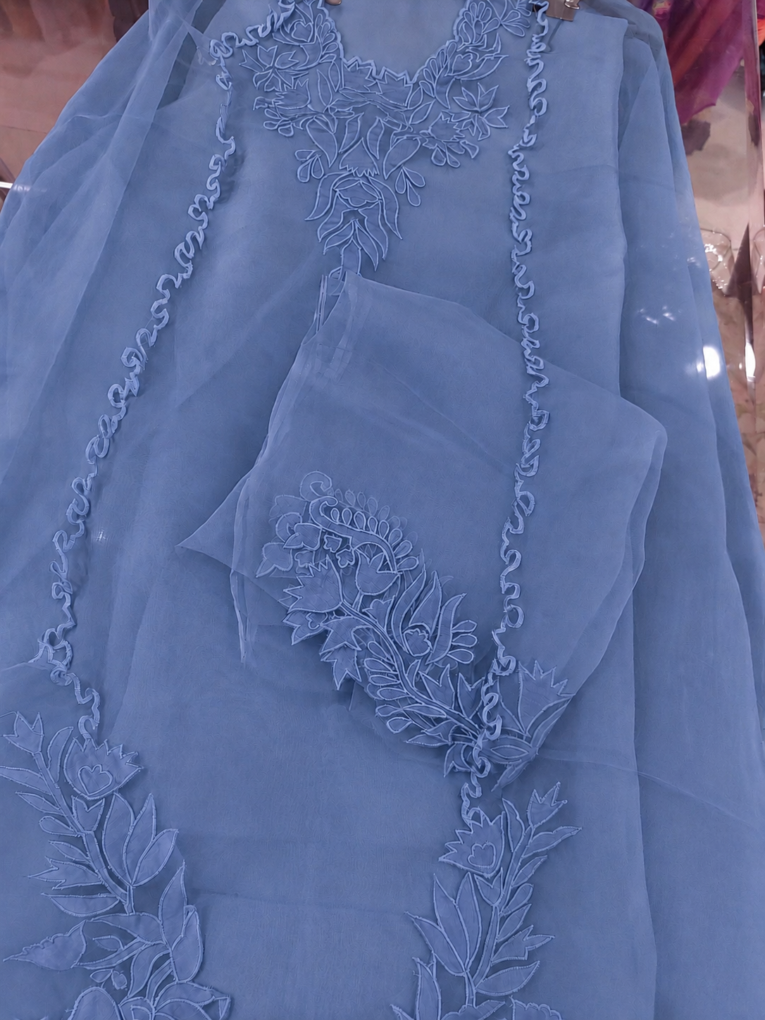 Atharva Heritage Sheer Luxury Ready to Wear Pakistani Appliqué  Unstitched Suit SLP0507 Pastel Lilac