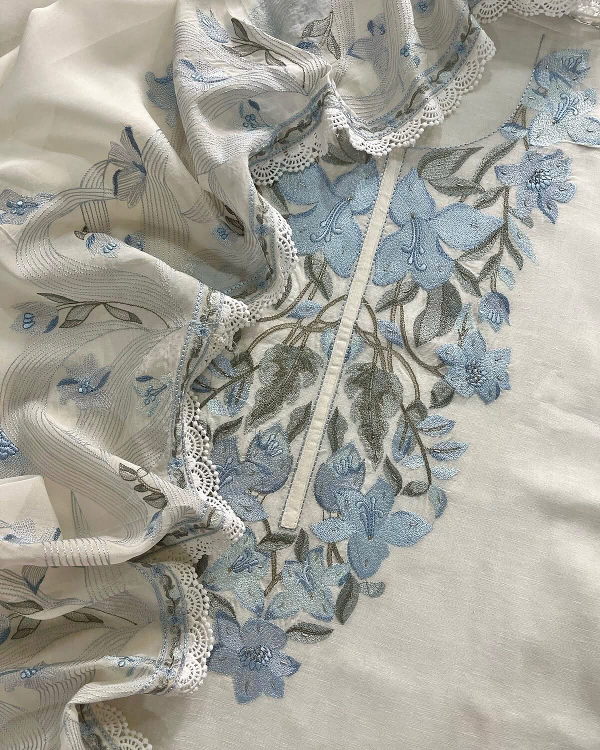 Atharva Atharva Heritage Water Thread Embroidered Pure Mul Chanderi Hand woven  edits MC70011I Ivory