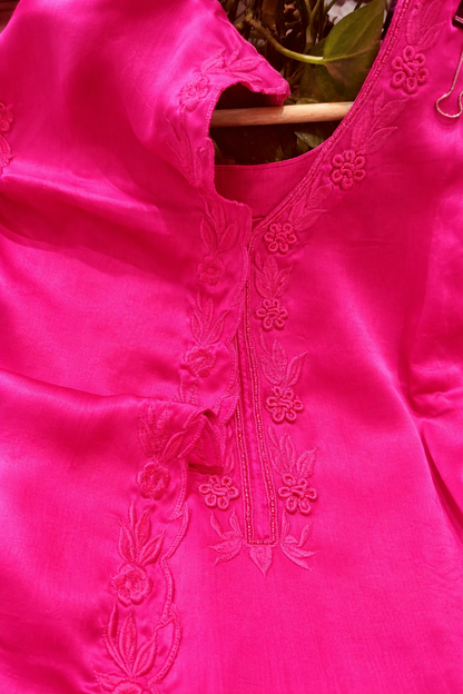 Atharva Heritage Neon Hot Pink Pure Silk Farsi Salwar Suit with French Embroidery – Three Piece Pakistani Set AH1813FS67