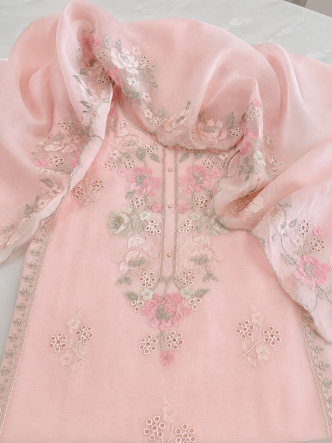 ATHARVA HERITAGE PURE MUL CHANDERI Cross stitch Embroidery Pakistani SUIT AH1813091 Pink