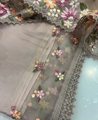 Atharva Heritage Unstitched Pakistani Suit , Pure Chanderi silk 70 Grams Kurta , Pure Silk Organza 35 Grams Dupatta CHO00678