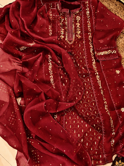 Atharva Heritage Sheer Luxury /Premium Lucknowi Semi Stitched Collection SHEER00079