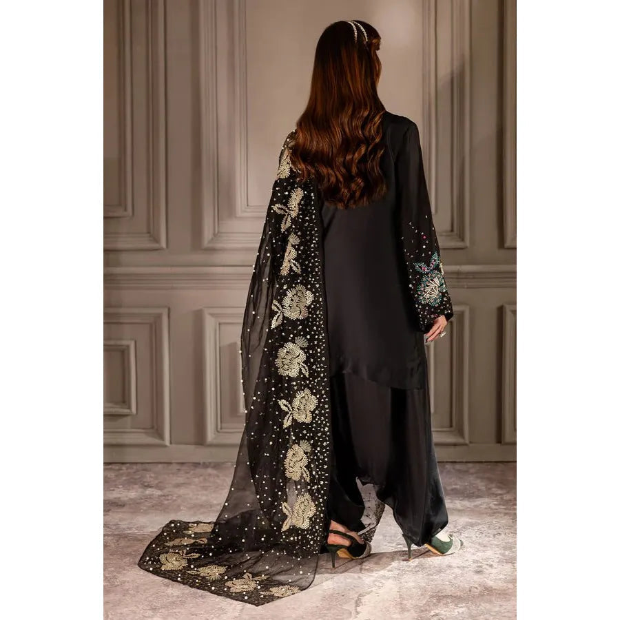 Atharva Heritage Black Pearl/Sequence  Elegance – Hand Embroidered Silk 80 Grams Pakistani Suit Set 18133176