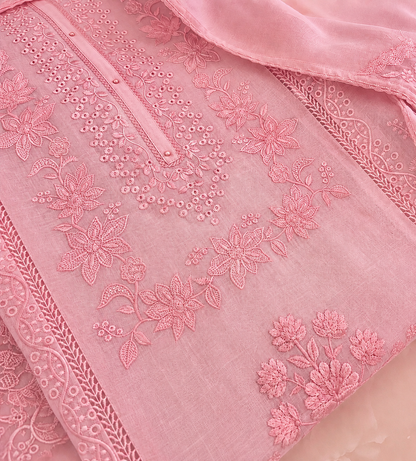 ATHARVA HERITAGE PURE MUL CHANDERI Thread Embroidery Pakistani SUIT AH1813091 Pink