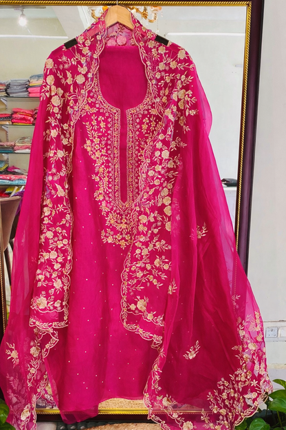 Atharva heritage Exquisite Hand Zardozi Embroidered Pakistani Suit on Pure Silk Organza SLP0010