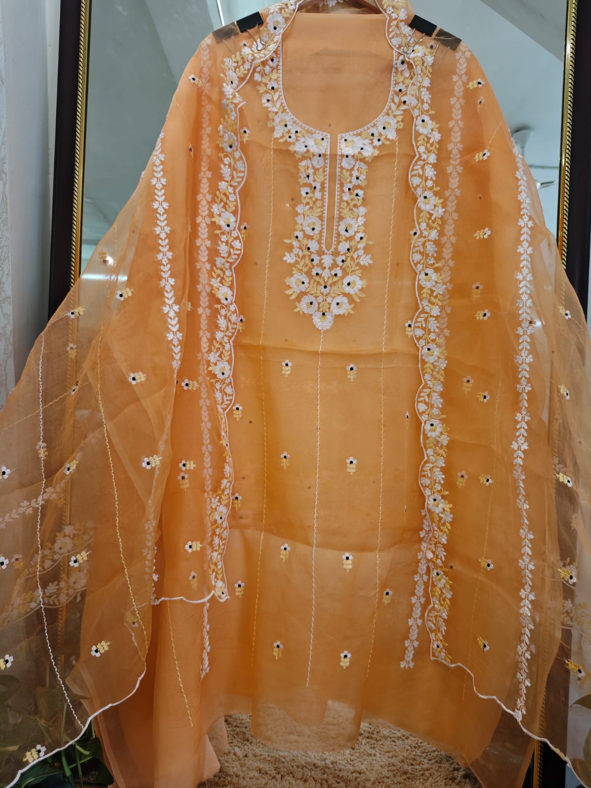 ATHARVA HERITAGE SHEER LUXURY PURE SILK ORGANZA KASHMIRI AARI EMBROIDERY SUIT SHEER0021O