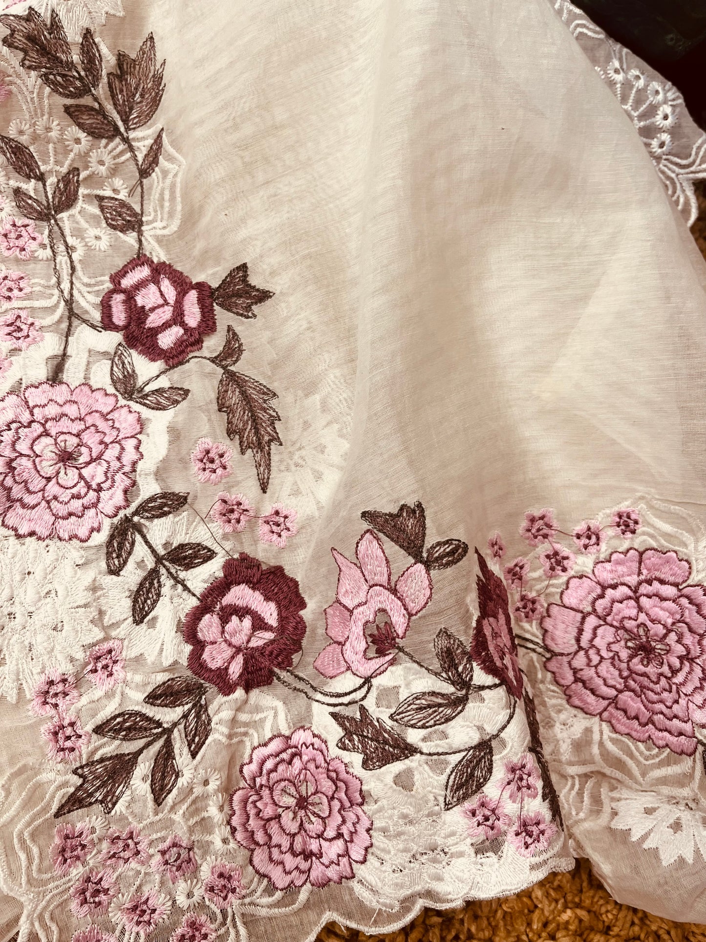 ATHARVA HERITAGE PURE MUL CHANDERI PARSI GARA SUIT MCH0085 IVORY