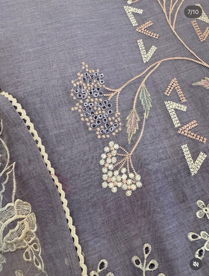 Atharva Heritage Thread Embroidered Pure Mul Chanderi Suit   edits MC70012 Lavender