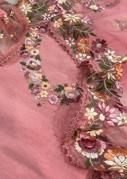 Atharva Heritage Unstitched Pakistani Suit , Pure Chanderi silk 70 Grams Kurta , Pure Silk Organza 35 Grams Dupatta CHO00678