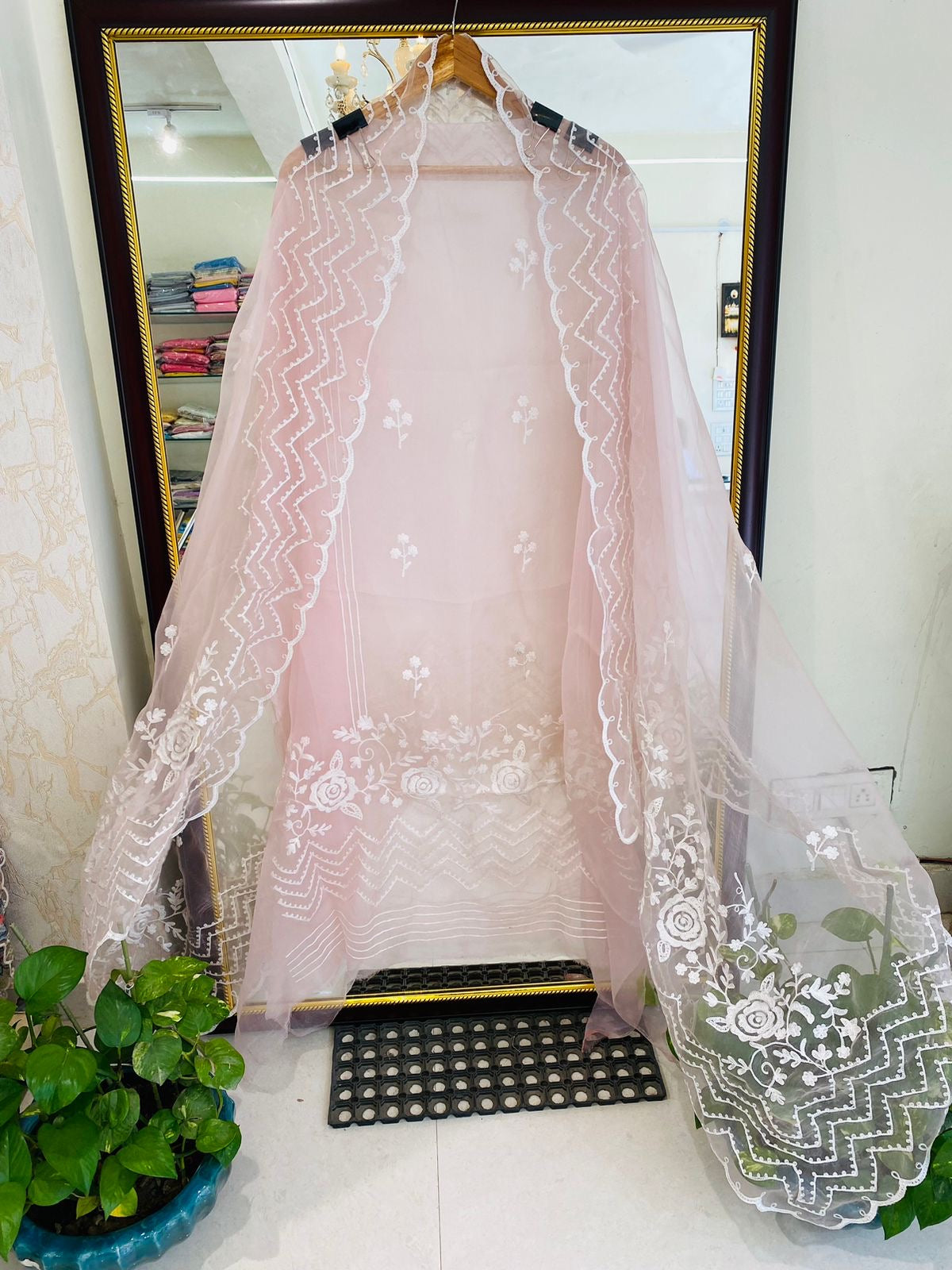 Atharva Heritage Premium French Thread Embroidered Pure Silk Organza Pakistani Suit