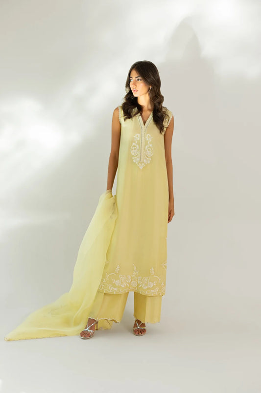 ATHARVA HERITAGE Pure Silk Hand-Embroidered Luxury Suit – Sleeveless | Size S–7XL | Customizable SLP05053